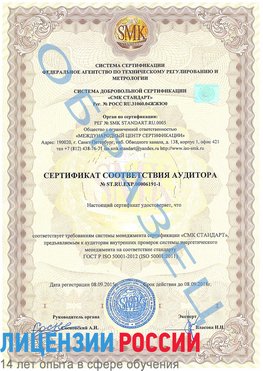 Образец сертификата соответствия аудитора №ST.RU.EXP.00006191-1 Воронеж Сертификат ISO 50001